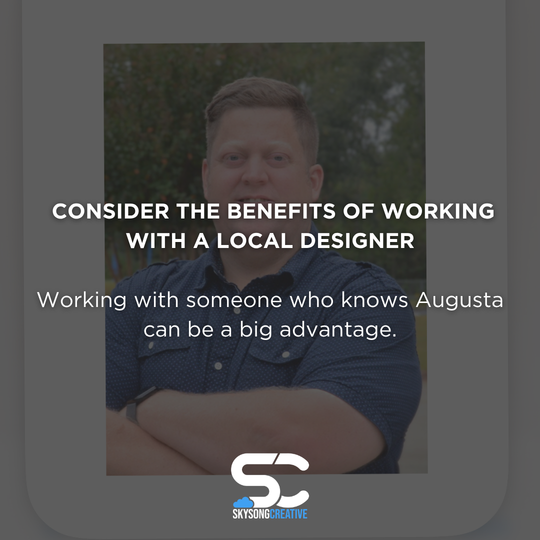 How to hire the right graphic designer for your business in Augusta, Georgia: Consider the benefits of working with a local designer. Working with someone who knows Augusta can be a big advantage. (Pictured: Wes Roberts from Skysong Creative, a web and graphic designer in Augusta, Georgia)
