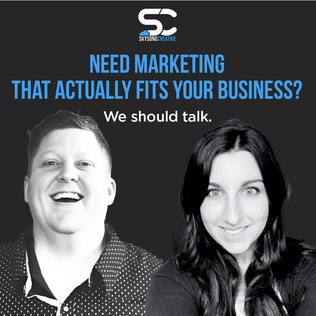 Need marketing that actually fits your business? We should talk.
(pictured: Wes and Jenna from Skysong Creative, graphic designers in Augusta Georgia)